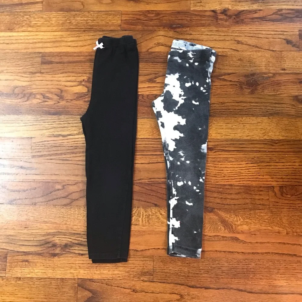 Girls Bottoms Leggings Pants 2 Pc Bundle Black / Black & White Tie Dye 4 / 5 XS